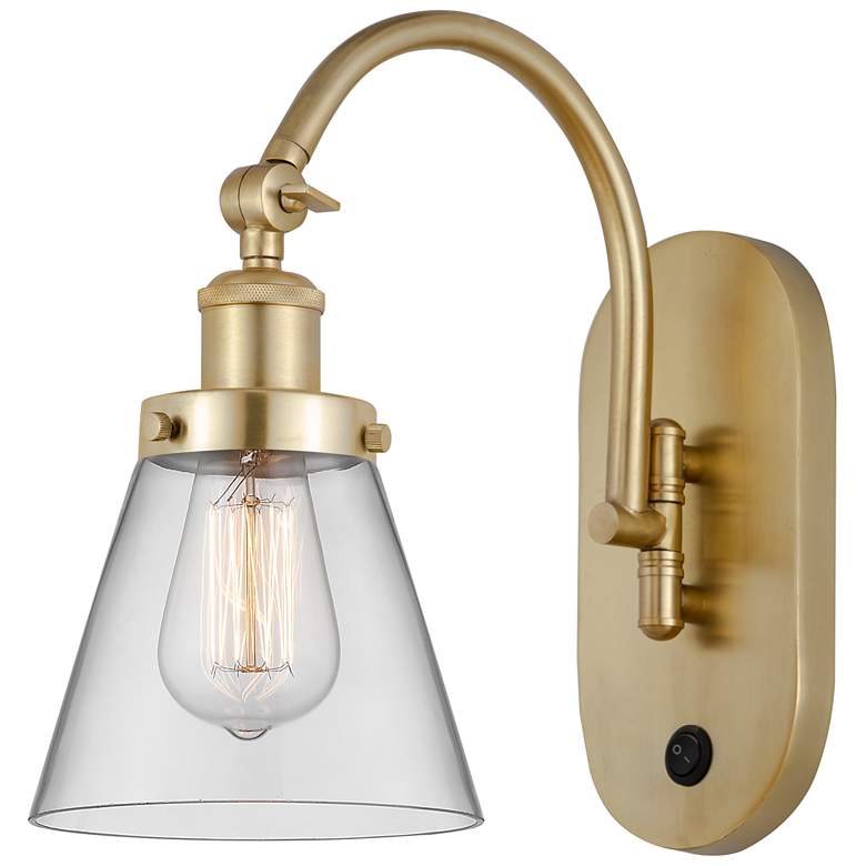 Image 1 Franklin Restoration Cone 6" LED Sconce - Gold Finish - Clear Shade