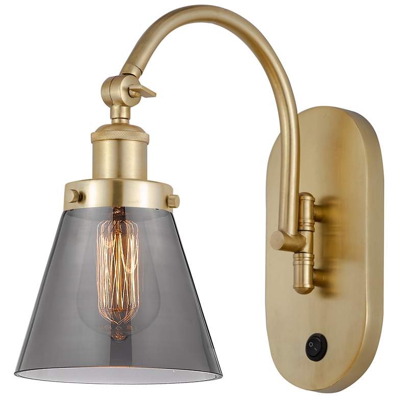 Image 1 Franklin Restoration Cone 6" LED Sconce - Gold Finish - Plated Smoke S
