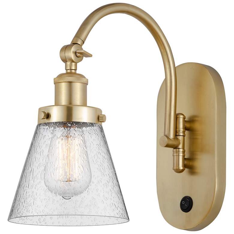 Image 1 Franklin Restoration Cone 6" LED Sconce - Gold Finish - Seedy Shade