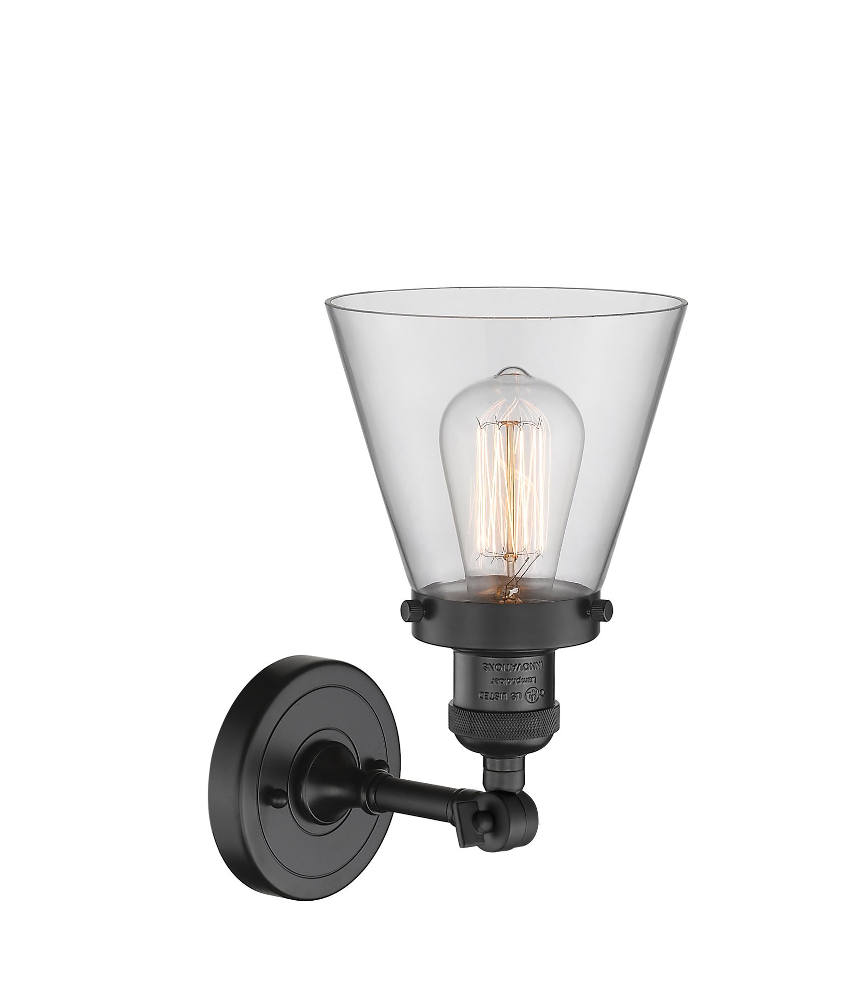 Image 2 Franklin Restoration Cone 6" LED Sconce - Matte Black Finish - Clear S more views