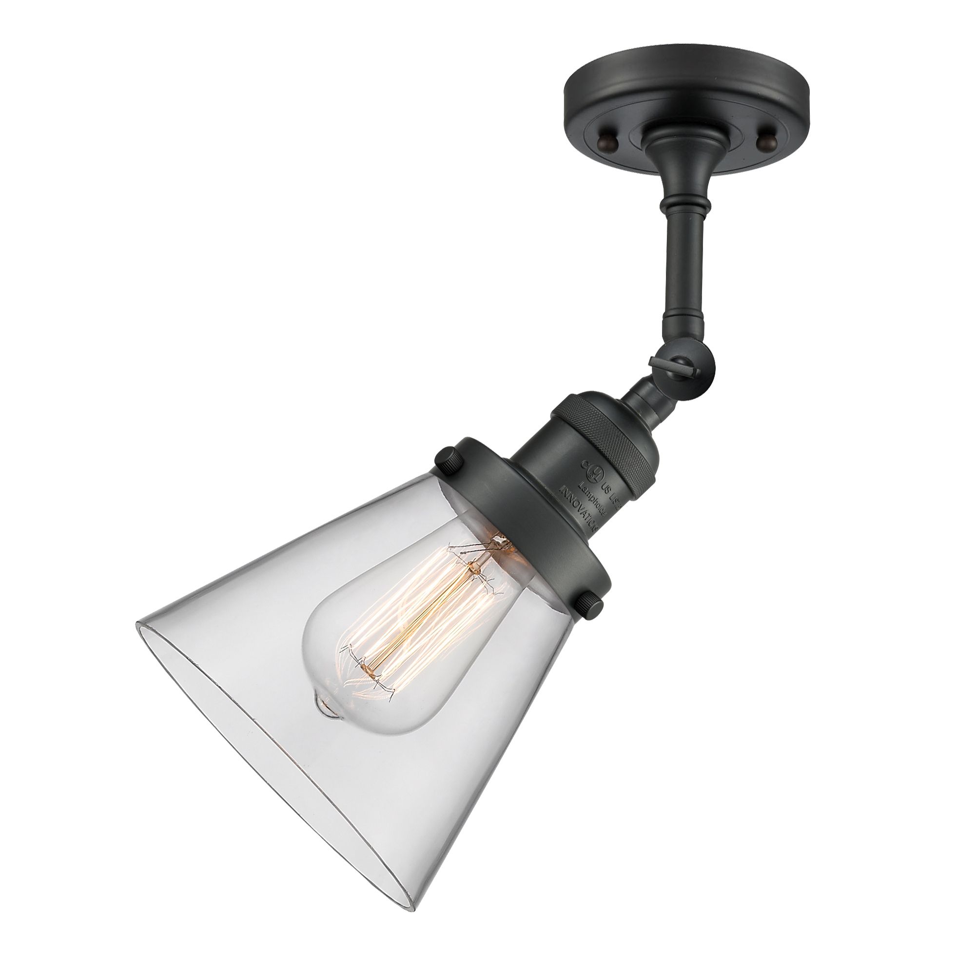 Image 5 Franklin Restoration Cone 6" LED Sconce - Matte Black Finish - Clear S more views