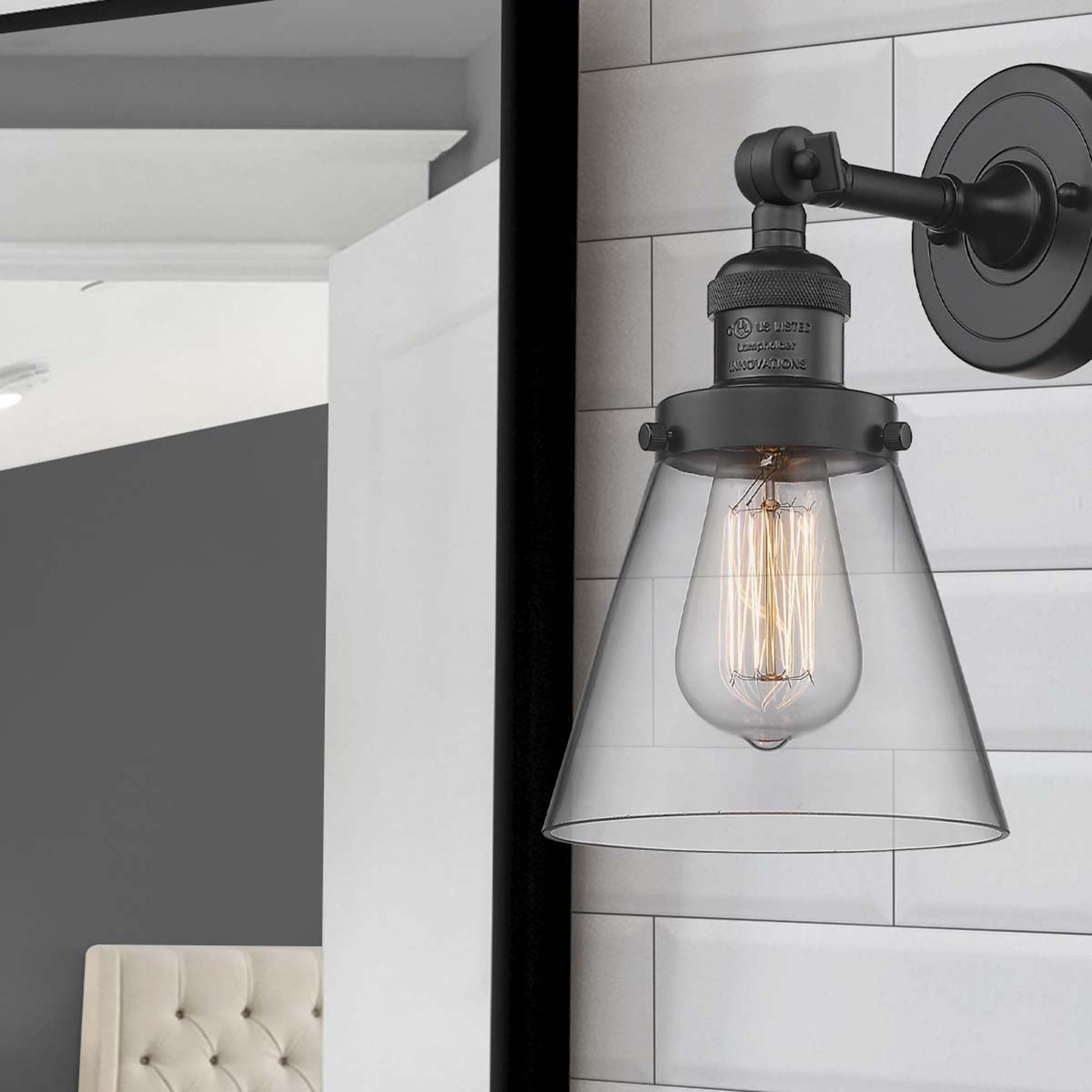 Image 6 Franklin Restoration Cone 6" LED Sconce - Matte Black Finish - Clear S more views