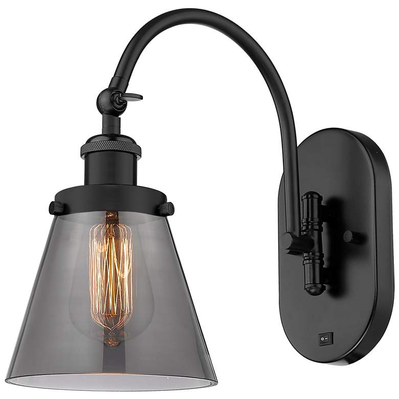 Image 1 Franklin Restoration Cone 6" LED Sconce - Matte Black Finish - Smoke S
