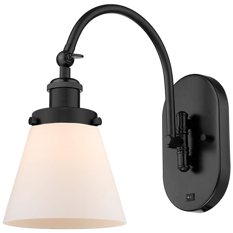 Image 1 Franklin Restoration Cone 6" LED Sconce - Matte Black Finish - White S