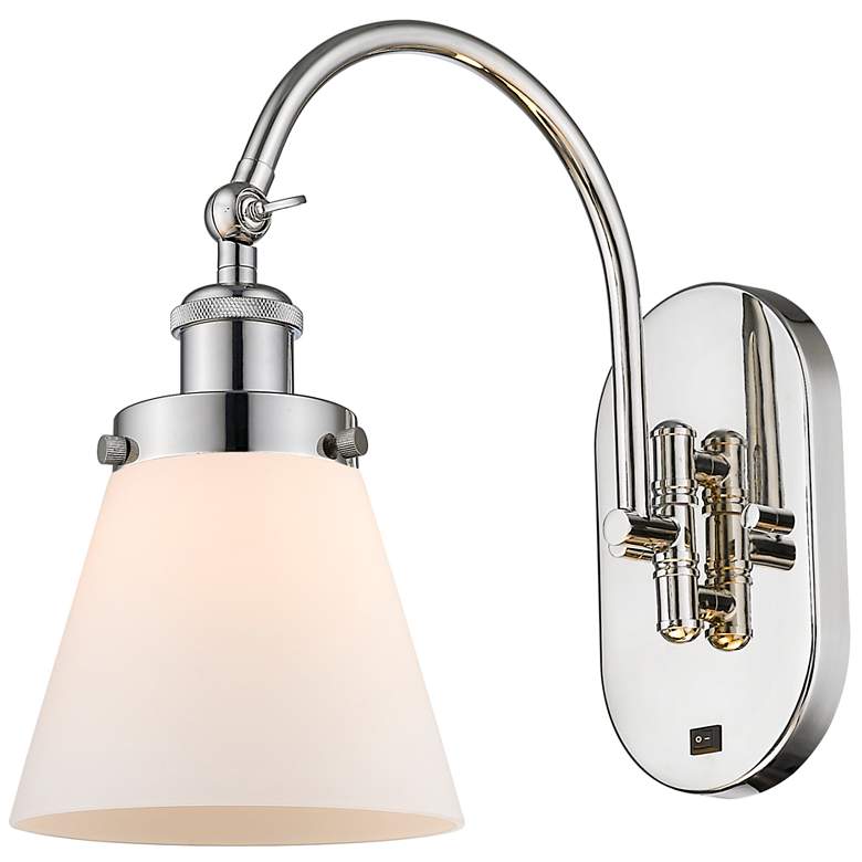 Image 1 Franklin Restoration Cone 6" LED Sconce - Nickel Finish - Matte White