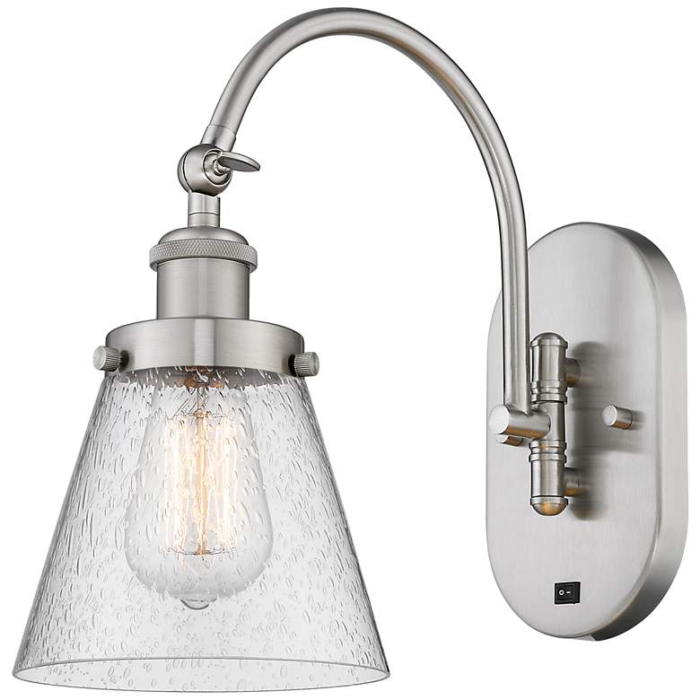 Image 1 Franklin Restoration Cone 6" LED Sconce - Nickel Finish - Seedy Shade