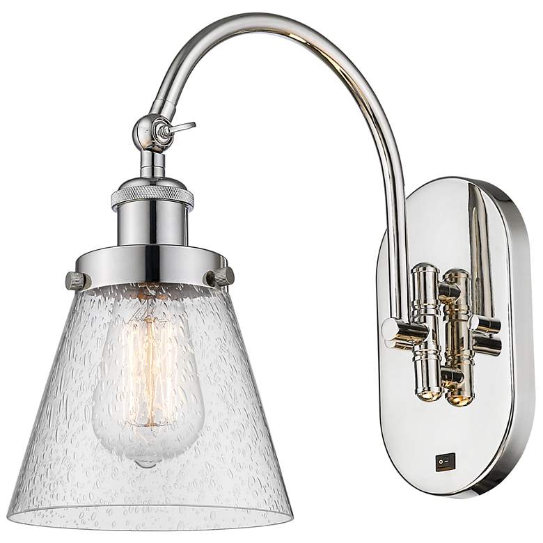 Image 1 Franklin Restoration Cone 6" LED Sconce - Nickel Finish - Seedy Shade