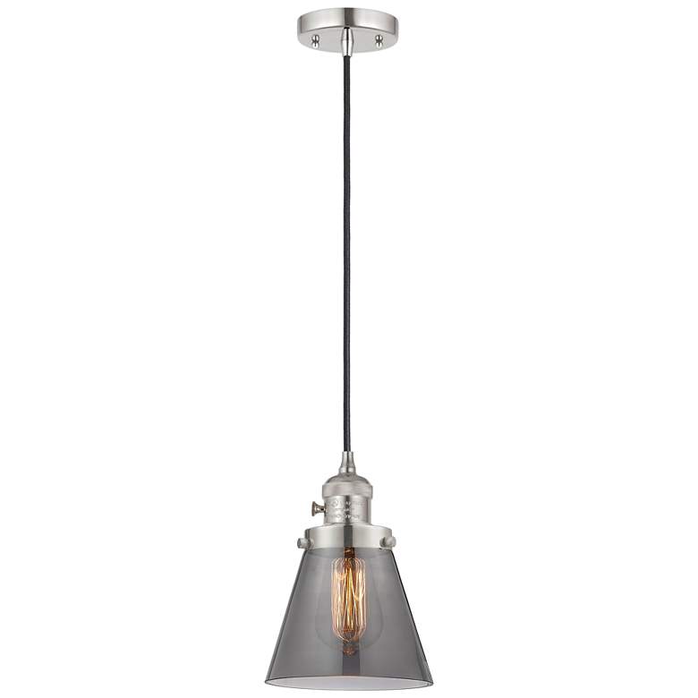 Image 1 Franklin Restoration Cone 6" Mini Pendant - Polished Nickel - Plated S