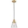 Franklin Restoration Cone 6" Satin Gold Corded Mini Pendant w/ Clear S