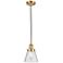 Franklin Restoration Cone 6" Satin Gold Corded Mini Pendant w/ Seedy S