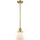 Franklin Restoration Cone 6" Satin Gold Stemmed Mini Pendant w/ White