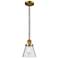 Franklin Restoration Cone 6" LED Mini Pendant - Brushed Brass - Seedy Shade