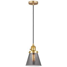 Image1 of Franklin Restoration Cone 6" Mini Pendant - Satin Gold - Plated Smoke Shade