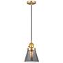 Franklin Restoration Cone 6" Mini Pendant - Satin Gold - Plated Smoke Shade