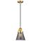 Franklin Restoration Cone 6" Mini Pendant - Satin Gold - Plated Smoke Shade