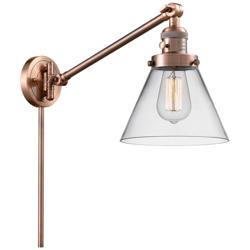 Franklin Restoration Cone 8" Antique Copper Swing Arm w/ Clear Shade