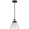 Franklin Restoration Cone 8" Black Brass Corded Mini Pendant w/ Clear