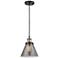 Franklin Restoration Cone 8" Black Brass Corded Mini Pendant w/ Smoke