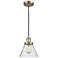Franklin Restoration Cone 8" Brass Corded Mini Pendant w/ Seedy Shade