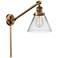 Franklin Restoration Cone 8" Brushed Brass LED Swing Arm With Clear Sh