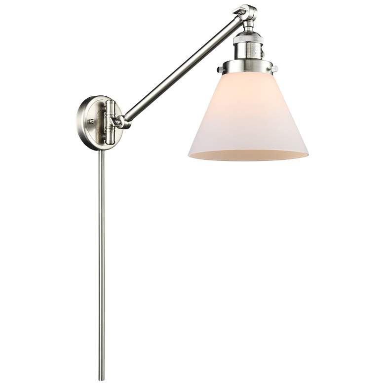 Image 1 Franklin Restoration Cone 8" Brushed Nickel LED Swing Arm With White S