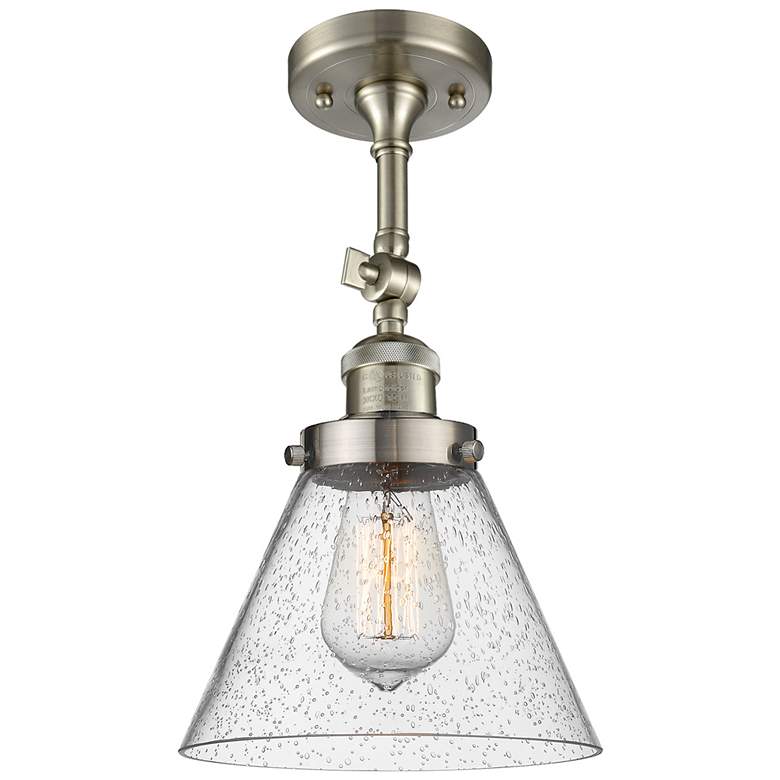 Image 1 Franklin Restoration Cone 8" Brushed Nickel Semi Flush Mount w/ Seedy