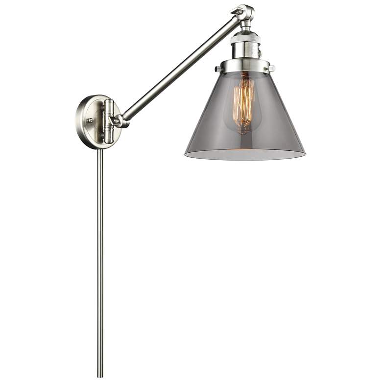 Image 1 Franklin Restoration Cone 8" Brushed Satin Nickel Swing Arm w/ Smoke S