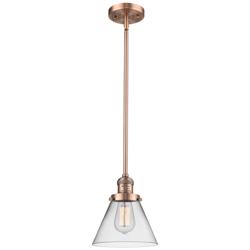 Franklin Restoration Cone 8" Copper Stemmed Mini Pendant w/ Clear Shad