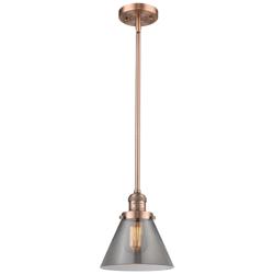 Franklin Restoration Cone 8" Copper Stemmed Mini Pendant w/ Smoke Shad