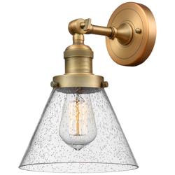Franklin Restoration Cone 8" Incandescent Sconce - Brass - Seedy Shade
