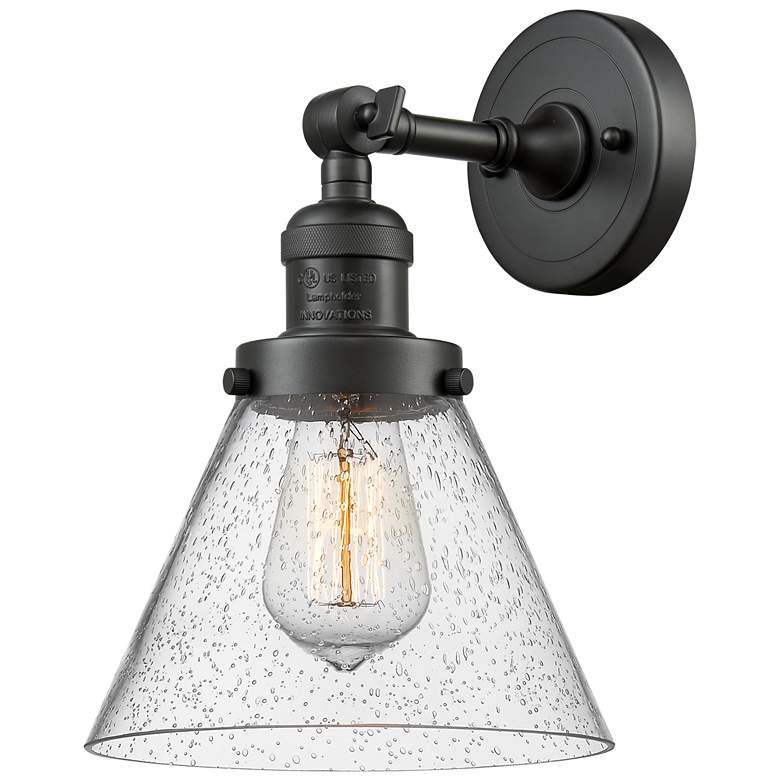 Image 1 Franklin Restoration Cone 8" Incandescent Sconce - Bronze - Seedy Shad