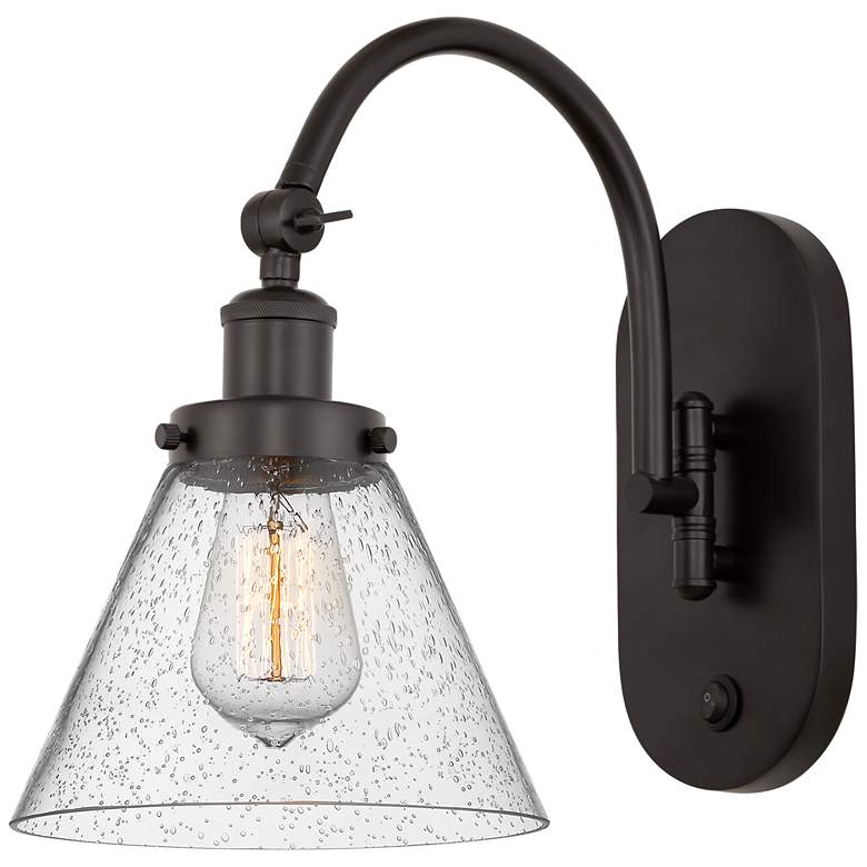 Image 1 Franklin Restoration Cone 8" Incandescent Sconce - Bronze - Seedy Shad
