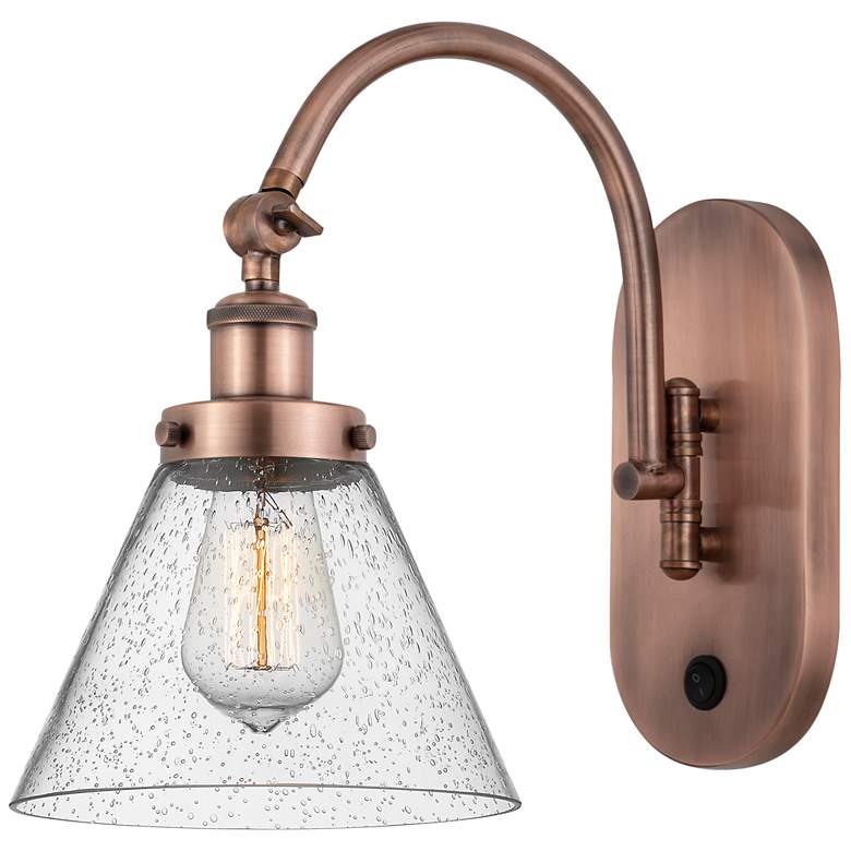 Image 1 Franklin Restoration Cone 8" Incandescent Sconce - Copper - Seedy Shad