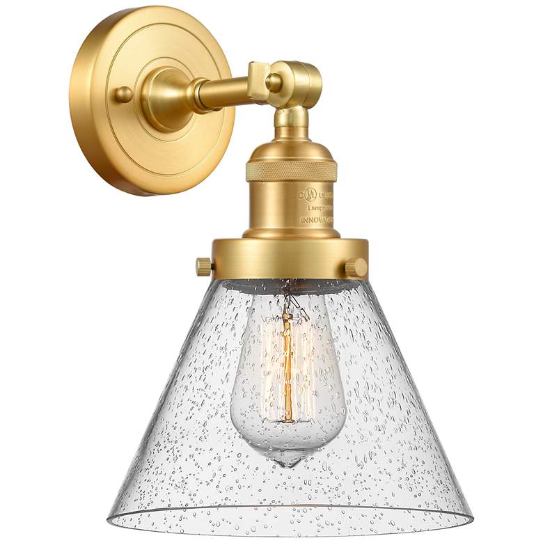 Image 1 Franklin Restoration Cone 8" Incandescent Sconce - Gold - Seedy Shade