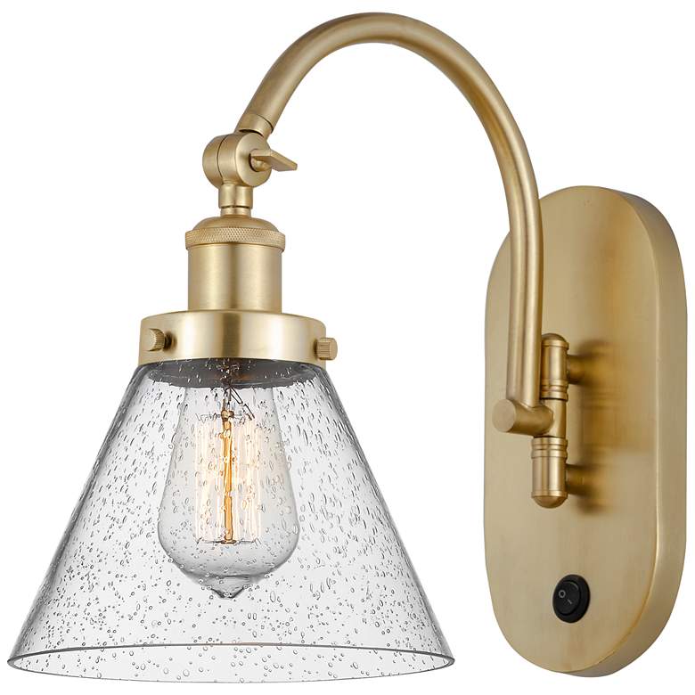 Image 1 Franklin Restoration Cone 8" Incandescent Sconce - Gold - Seedy Shade