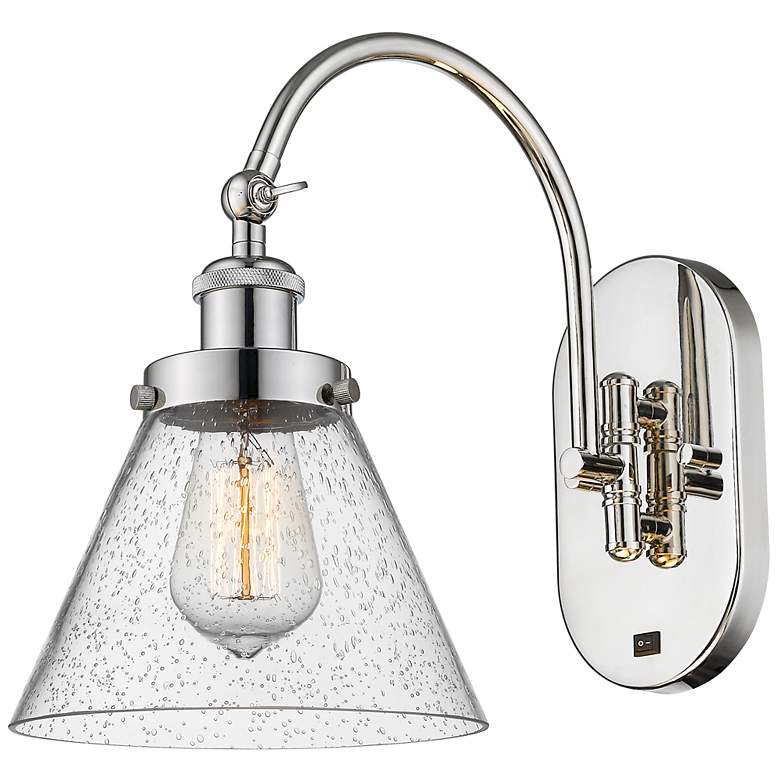 Image 1 Franklin Restoration Cone 8" Incandescent Sconce - Nickel - Seedy Shad
