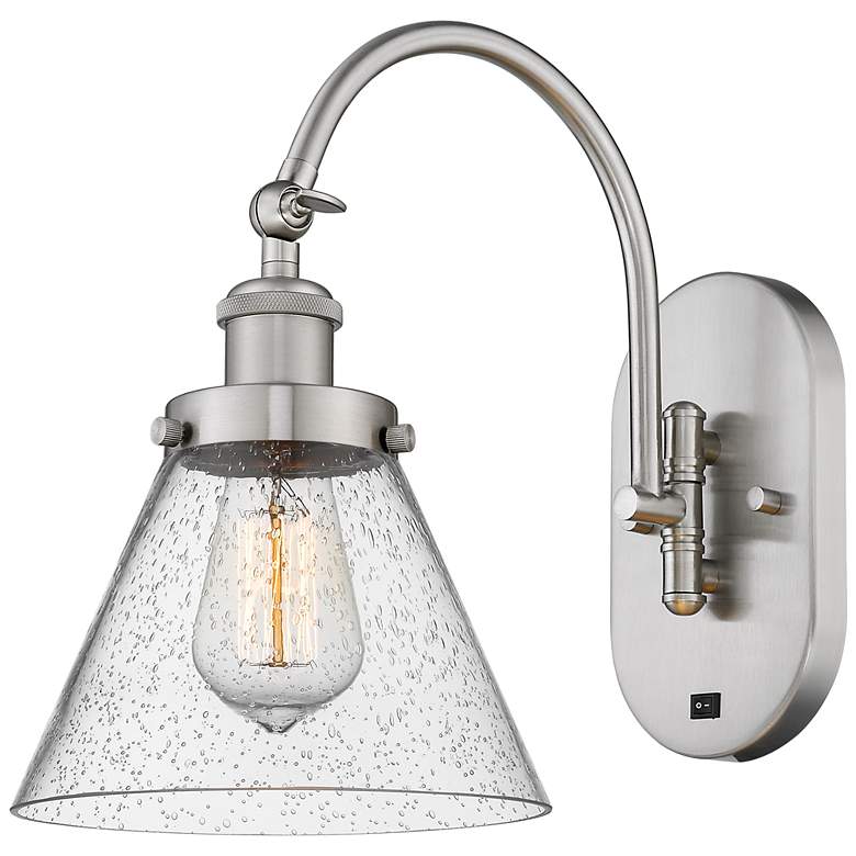 Image 1 Franklin Restoration Cone 8" Incandescent Sconce - Nickel - Seedy Shad