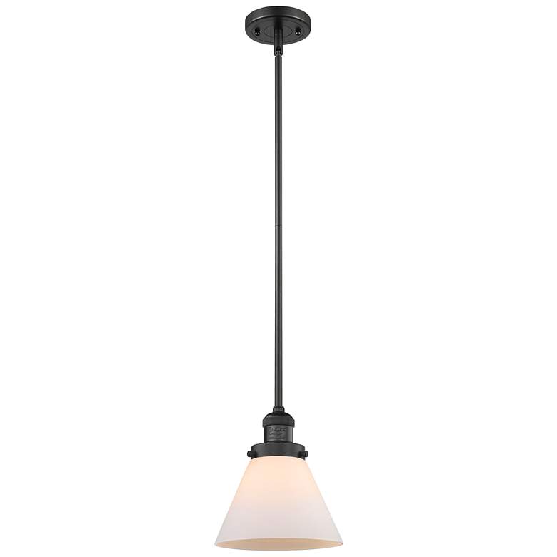 Image 1 Franklin Restoration Cone 8" LED Mini Pendant - Matte Black - Matte Wh