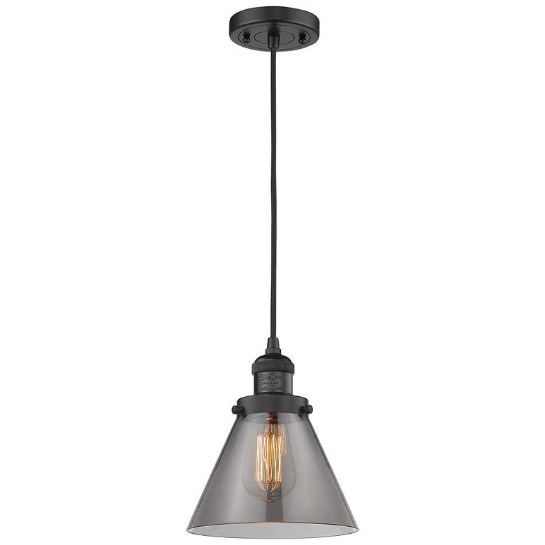 Image 1 Franklin Restoration Cone 8" LED Mini Pendant - Matte Black - Plated S
