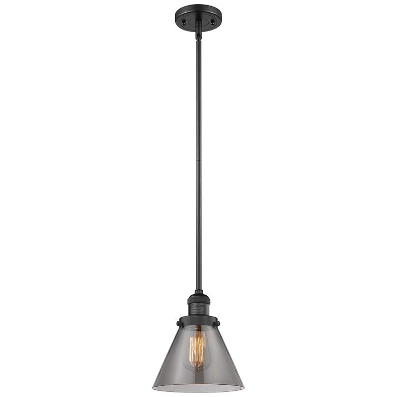 Image 1 Franklin Restoration Cone 8" LED Mini Pendant - Matte Black - Plated S