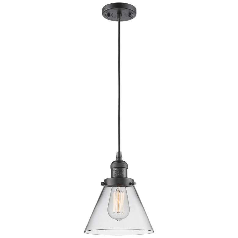 Image 1 Franklin Restoration Cone 8" LED Mini Pendant - Oil Rubbed Bronze - Cl