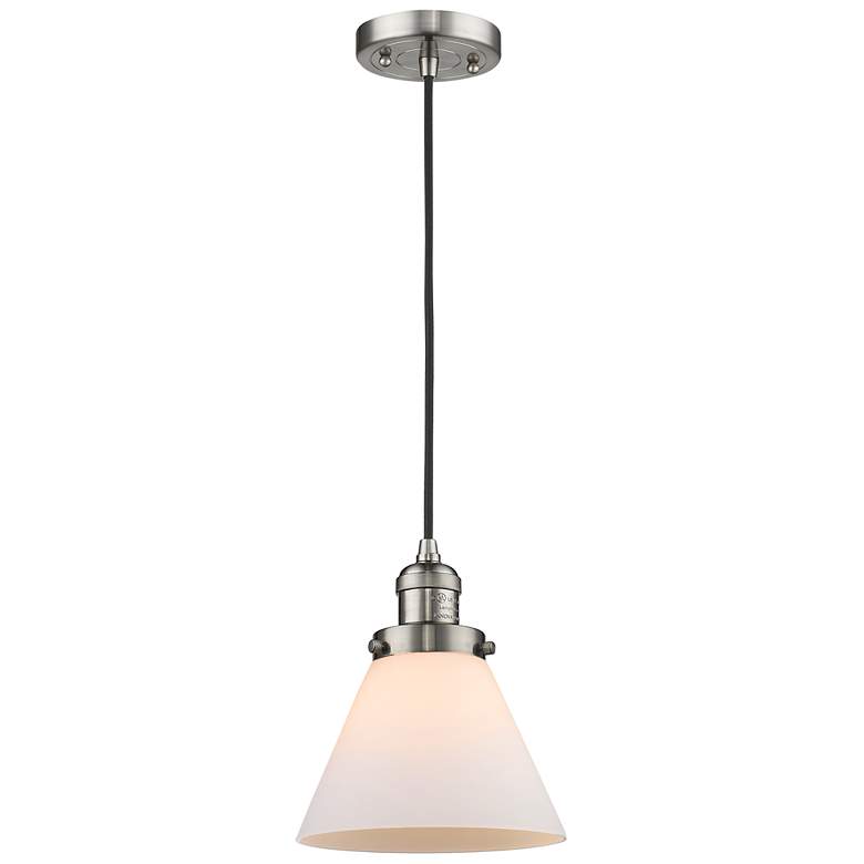 Image 1 Franklin Restoration Cone 8" LED Mini Pendant - Satin Nickel - Matte W