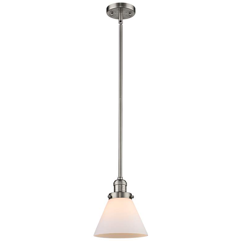 Image 1 Franklin Restoration Cone 8" LED Mini Pendant - Satin Nickel - Matte W