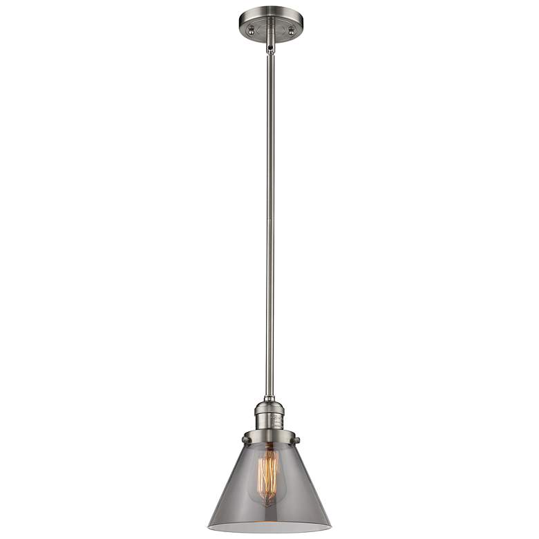 Image 1 Franklin Restoration Cone 8" LED Mini Pendant - Satin Nickel - Plated