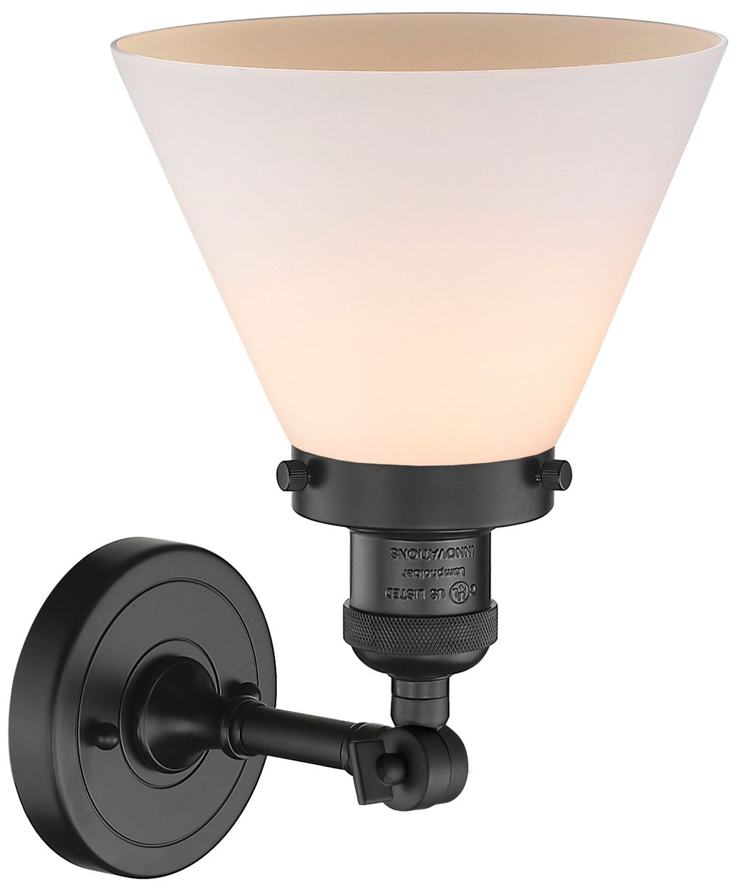 Image 2 Franklin Restoration Cone 8" LED Sconce - Black Finish - Matte White S more views