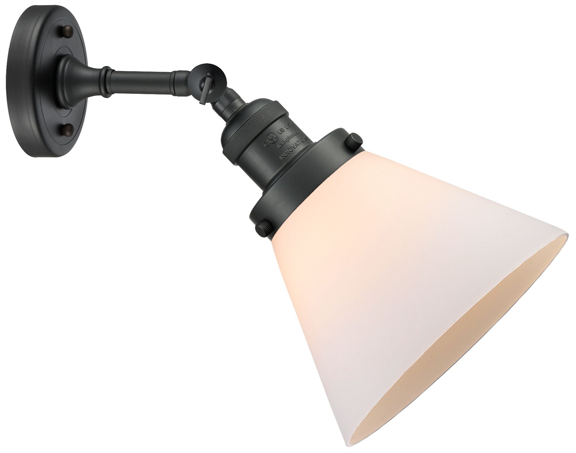 Image 3 Franklin Restoration Cone 8" LED Sconce - Black Finish - Matte White S more views