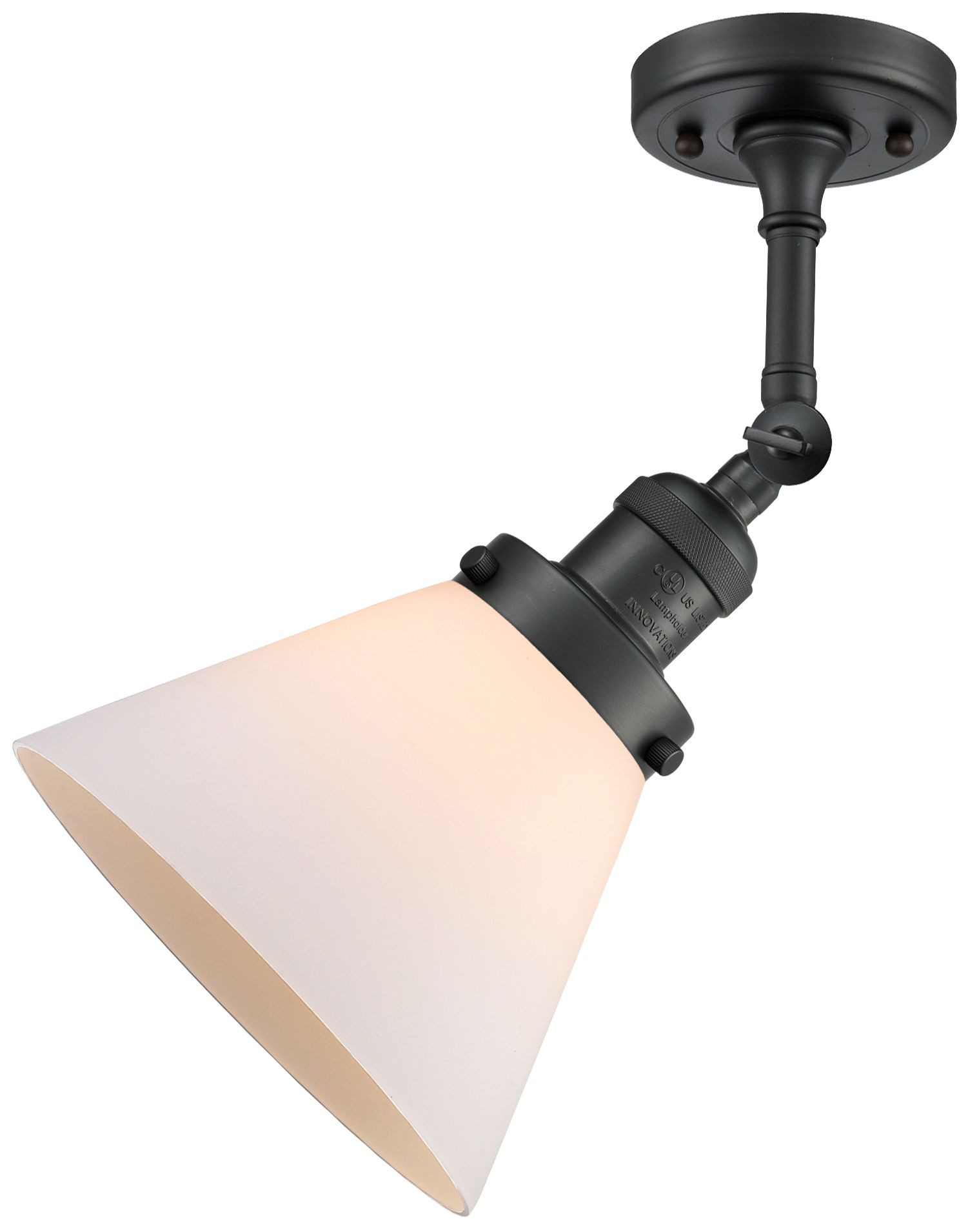 Image 5 Franklin Restoration Cone 8" LED Sconce - Black Finish - Matte White S more views