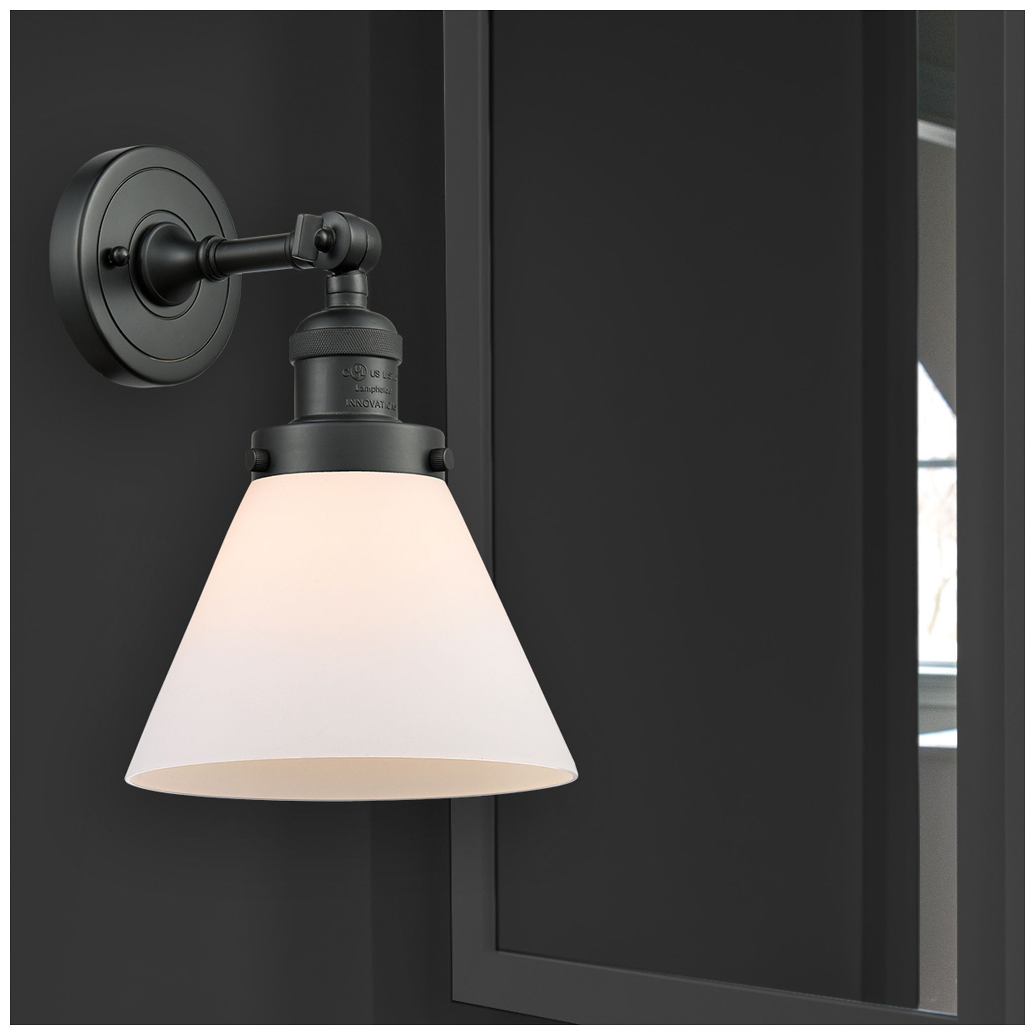 Image 6 Franklin Restoration Cone 8" LED Sconce - Black Finish - Matte White S more views