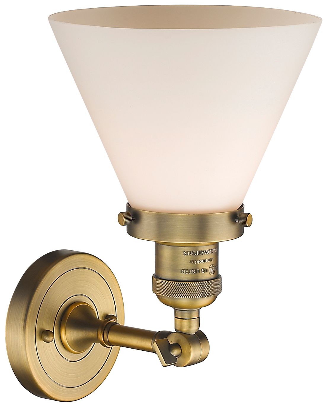 Image 2 Franklin Restoration Cone 8" LED Sconce - Brass Finish - Matte White S more views