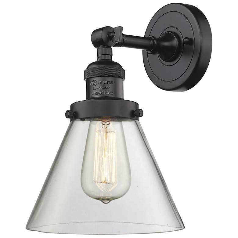 Image 1 Franklin Restoration Cone 8" LED Sconce - Bronze Finish - Clear Shade